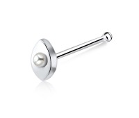 Pearl in Eye Silver Bone Nose Stud NSKD-203p